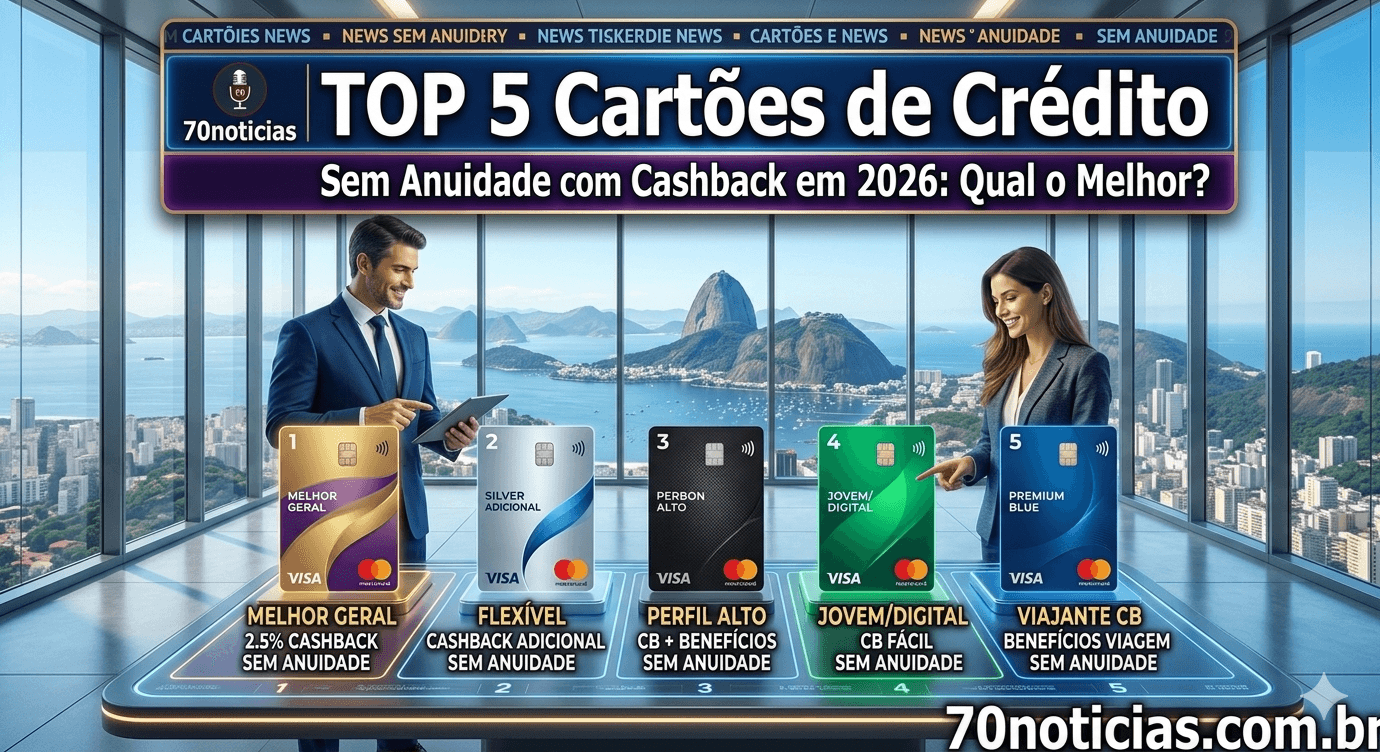 Melhores cartões de crédito sem anuidade com cashback para 2026