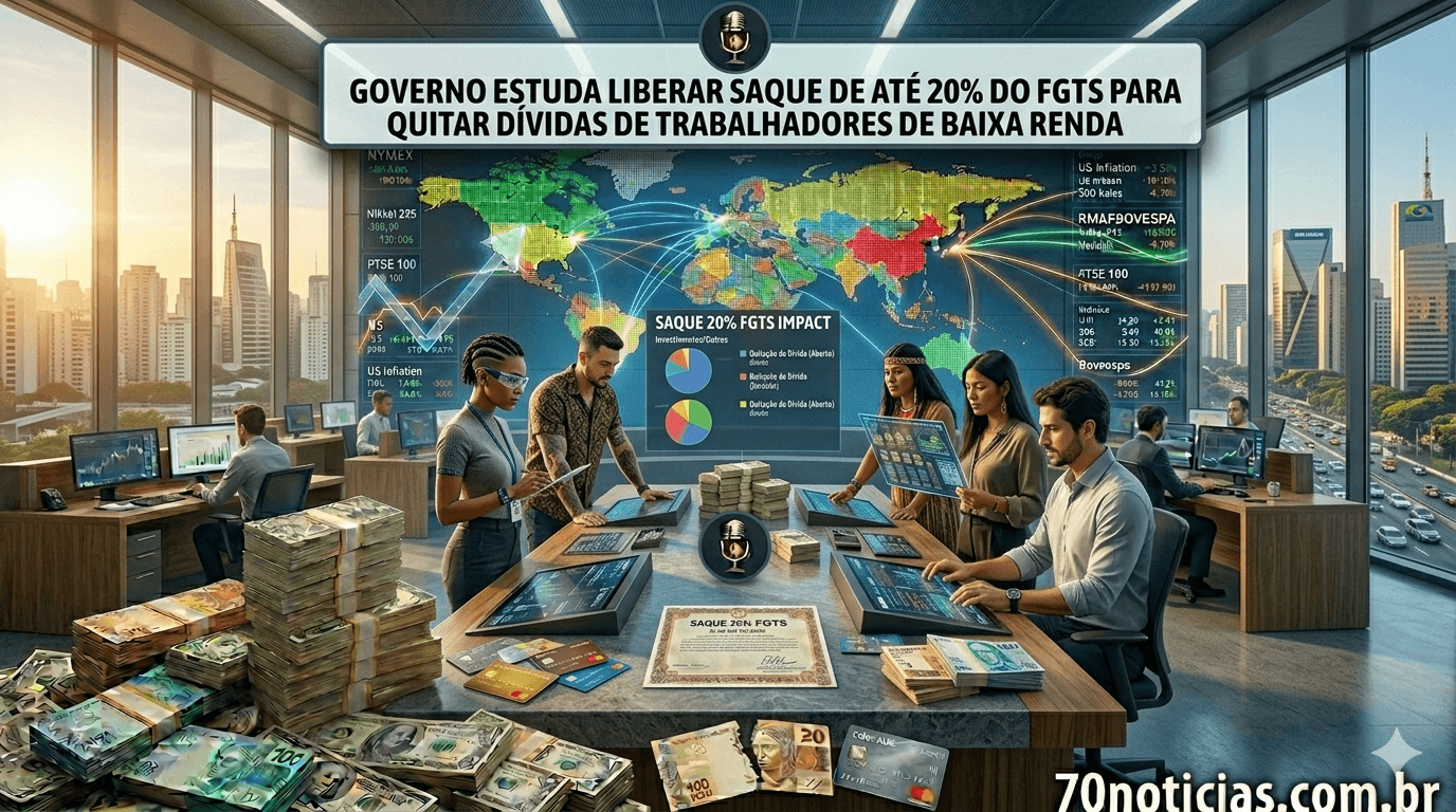Trabalhador consultando saldo do FGTS para quitar dívidas e organizar finanças.